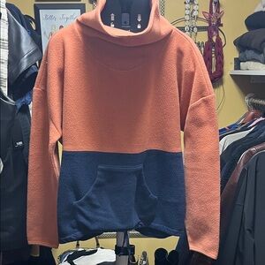 Carve Designs orange and Navy Fleece Pullover